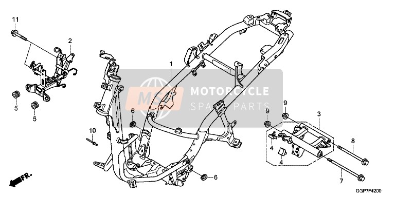 Honda NSC50MPD 2014 Rahmenkörper (NSC50/MPD/WH) für ein 2014 Honda NSC50MPD